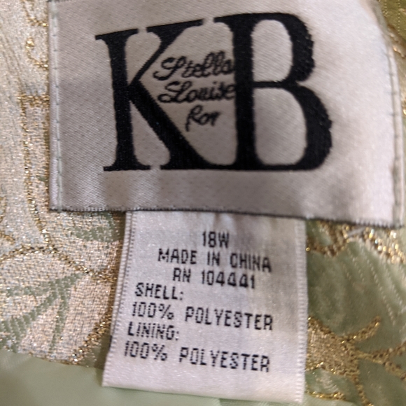 K B Stella Louise Roy Skirt Suit Green Gold 18W - Picture 5 of 8